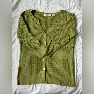 Green Women's Cardigan 100% Cotton